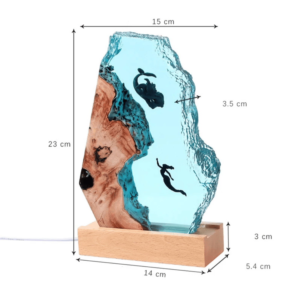 Wooden Polygon Desk Decor Epoxy Lamp with LED