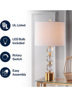 Modern Glam Clear Crystal And Brass Gold Decor Lamp