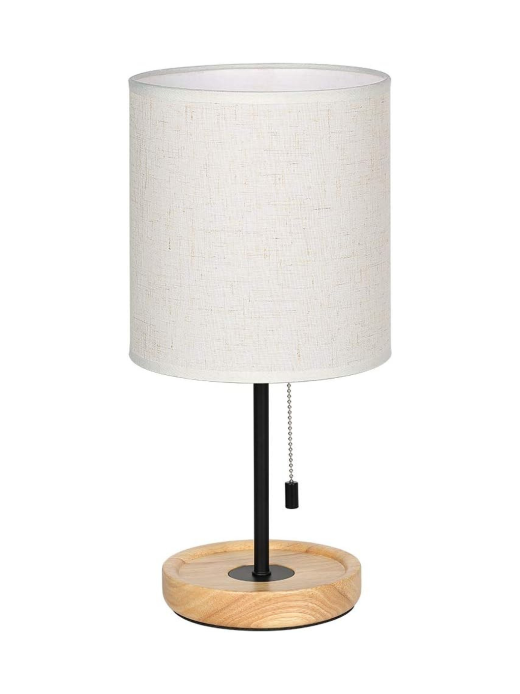 Modern Wood Base Bedside Lam With Linen Fabric Shade
