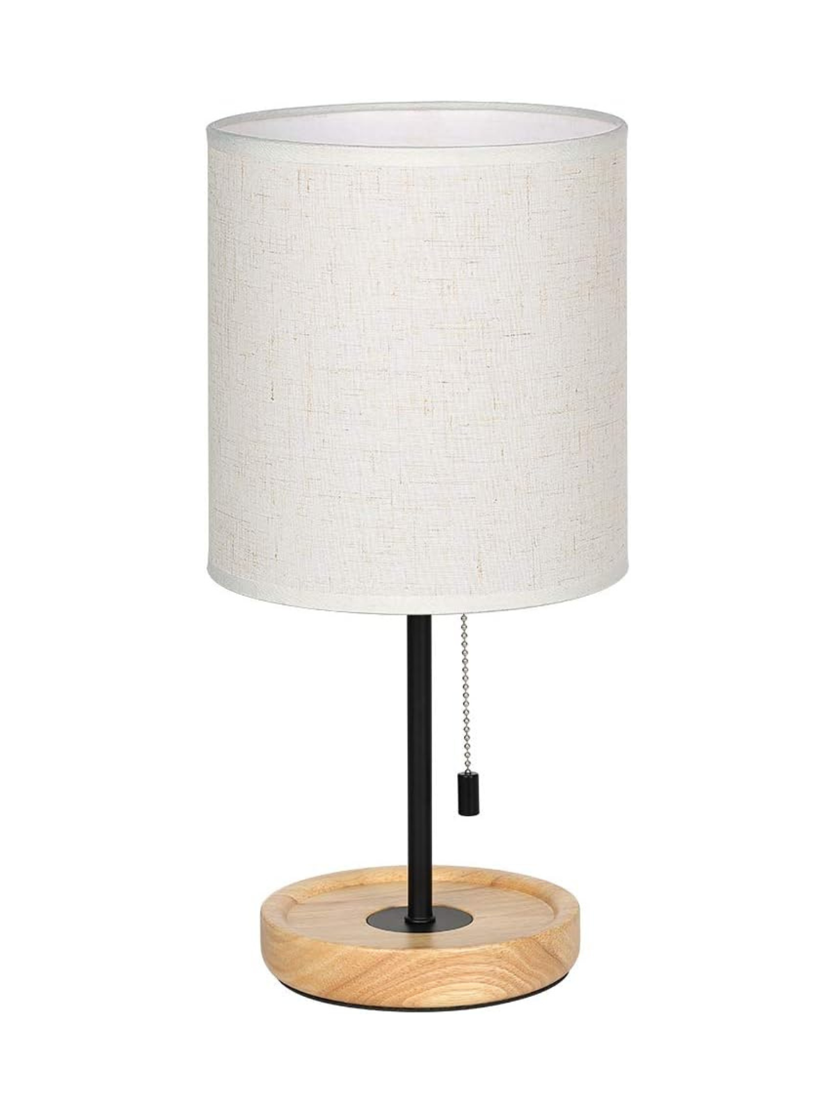 Modern Wood Base Bedside Lam With Linen Fabric Shade