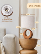 Minimalist Solid Wood Bedside Lamp With Beige Linen Shade