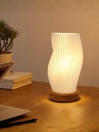 Mini Vintage Striped Spiral Wave Night Light Wood Lamp
