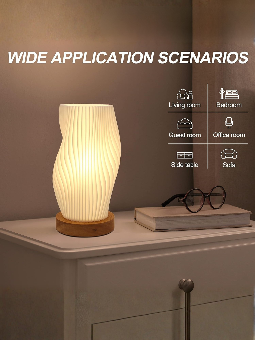 Mini Vintage Striped Spiral Wave Night Light Wood Lamp