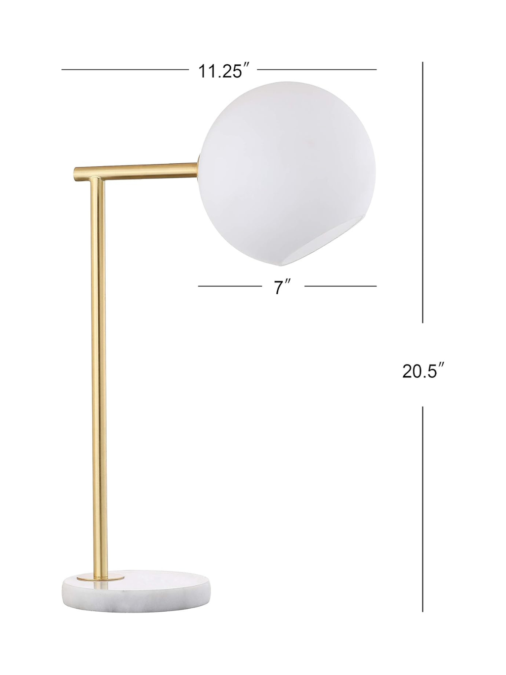 Modern Brass Globe Table Lamp with Genuine Marble Base