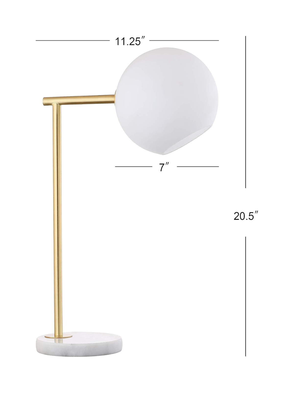Modern Brass Globe Table Lamp with Genuine Marble Base