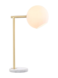 Modern Brass Globe Table Lamp with Genuine Marble Base