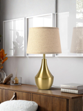 Modern Brushed Brass Table Lamp with Sculptural Gold Base
