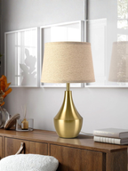 Modern Brushed Brass Table Lamp with Sculptural Gold Base