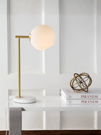 Modern Brass Globe Table Lamp with Genuine Marble Base