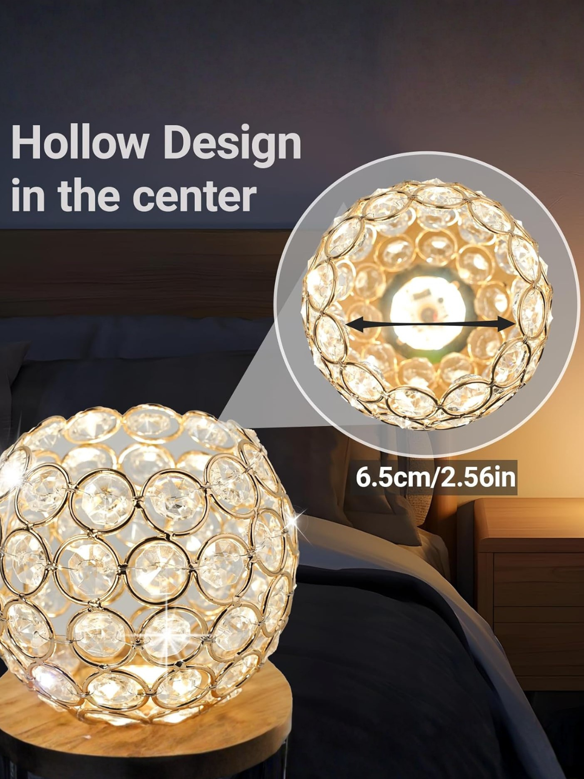 Smart Voice Controlled Crystal Sphere Decor Lamp Wood Base