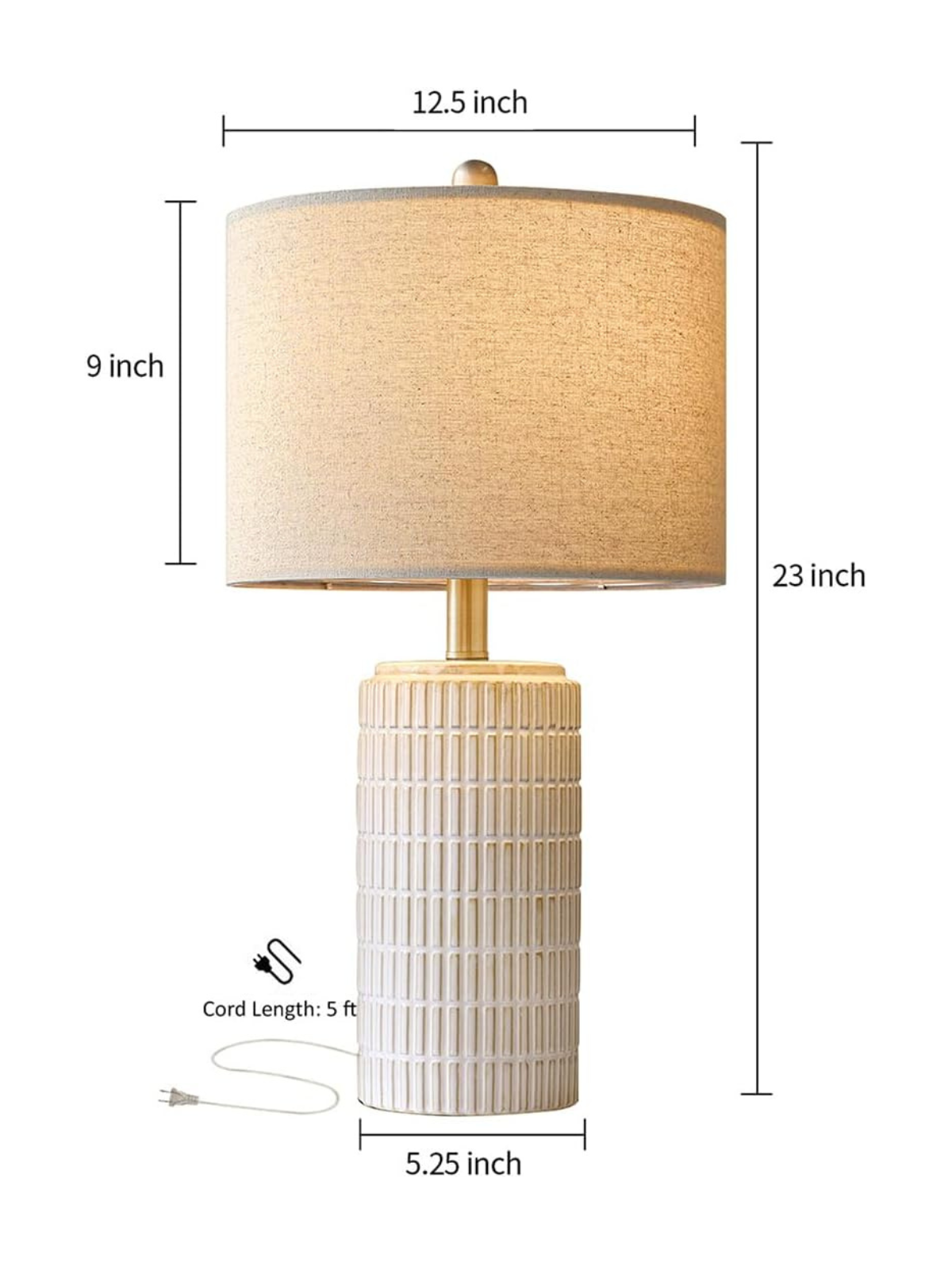 Modern White Ceramic Table Lamp for Bedroom and Living Room