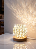 Smart Voice Controlled Crystal Sphere Decor Lamp Wood Base