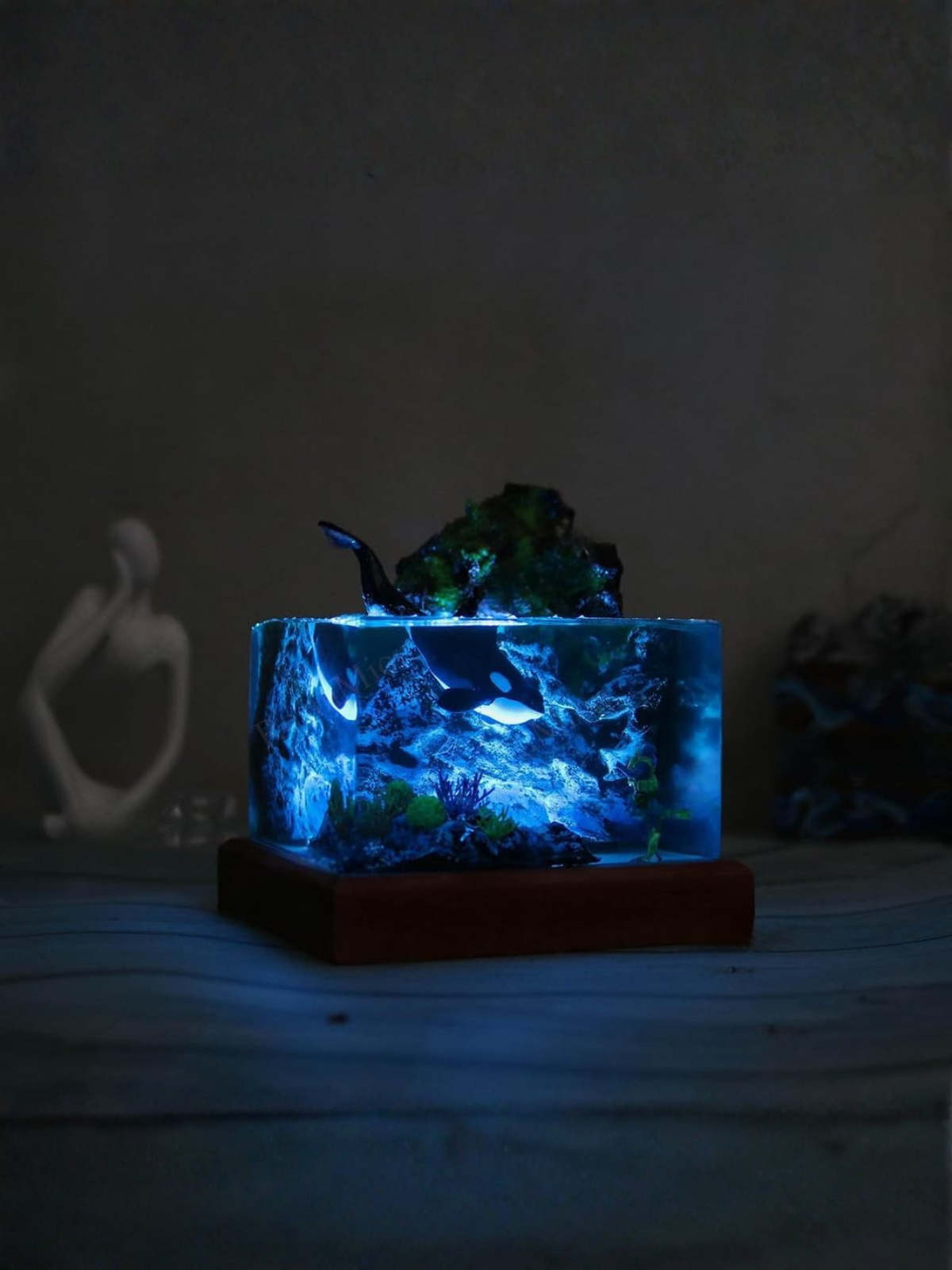 Handmade Miniature World Epoxy Resin Cube Lamp Decor