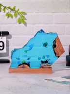 Handmade Epoxy Wood Resin Table Lamp with Natural Finish