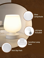 Modern Frosted Opal Glass Bedside Lamp with Touch Control