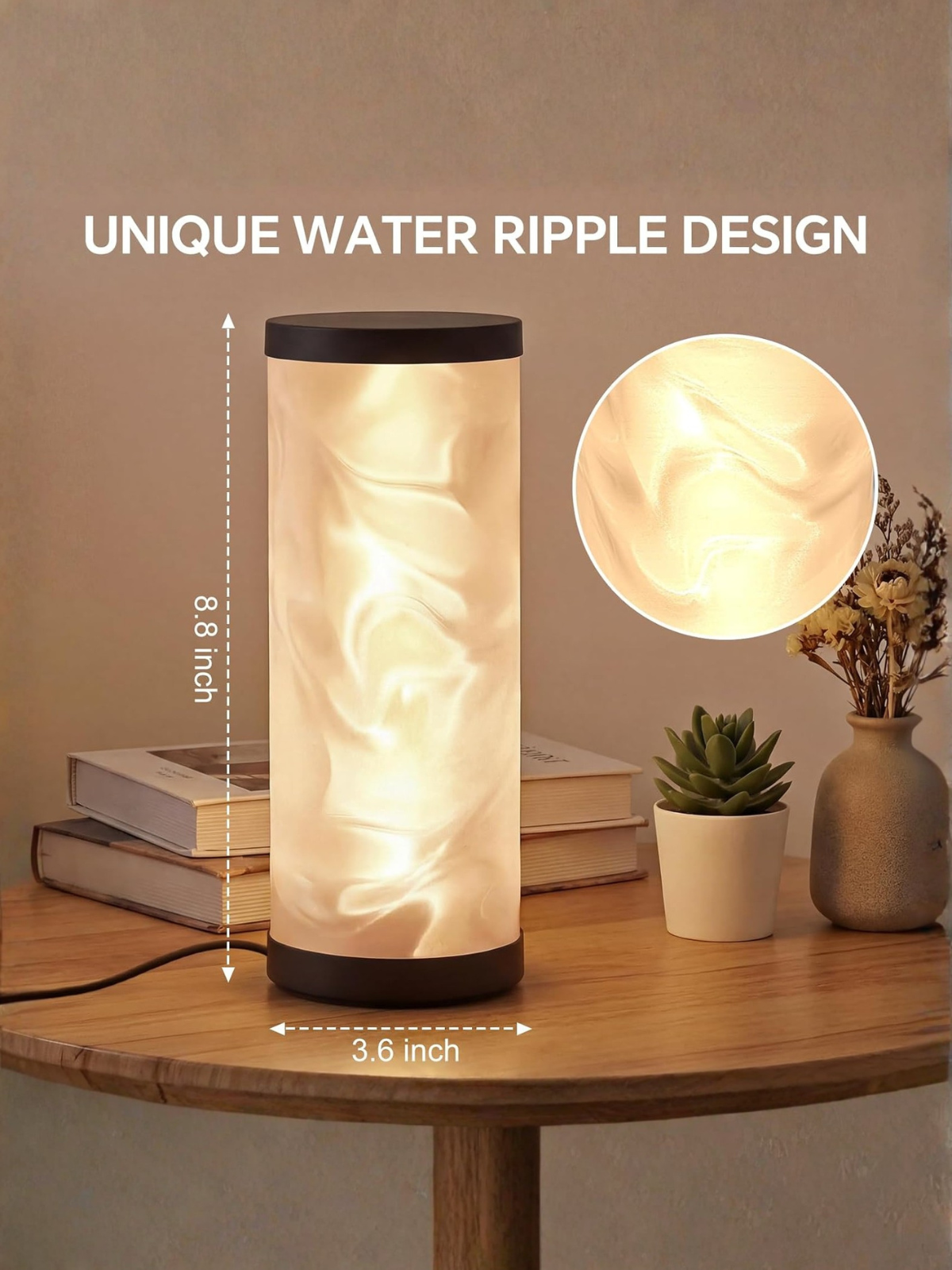 Modern Prism Water Ripple Bedside Lamp with Dynamic Glow