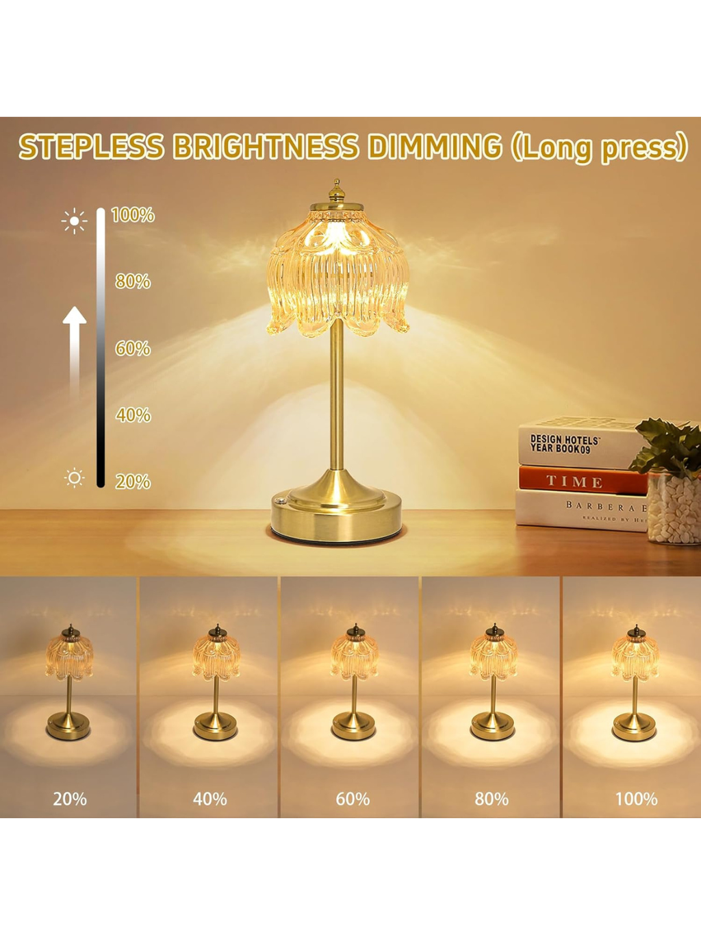 Victorian Lotus Flower Cordless Decor Lamp with Large Battery