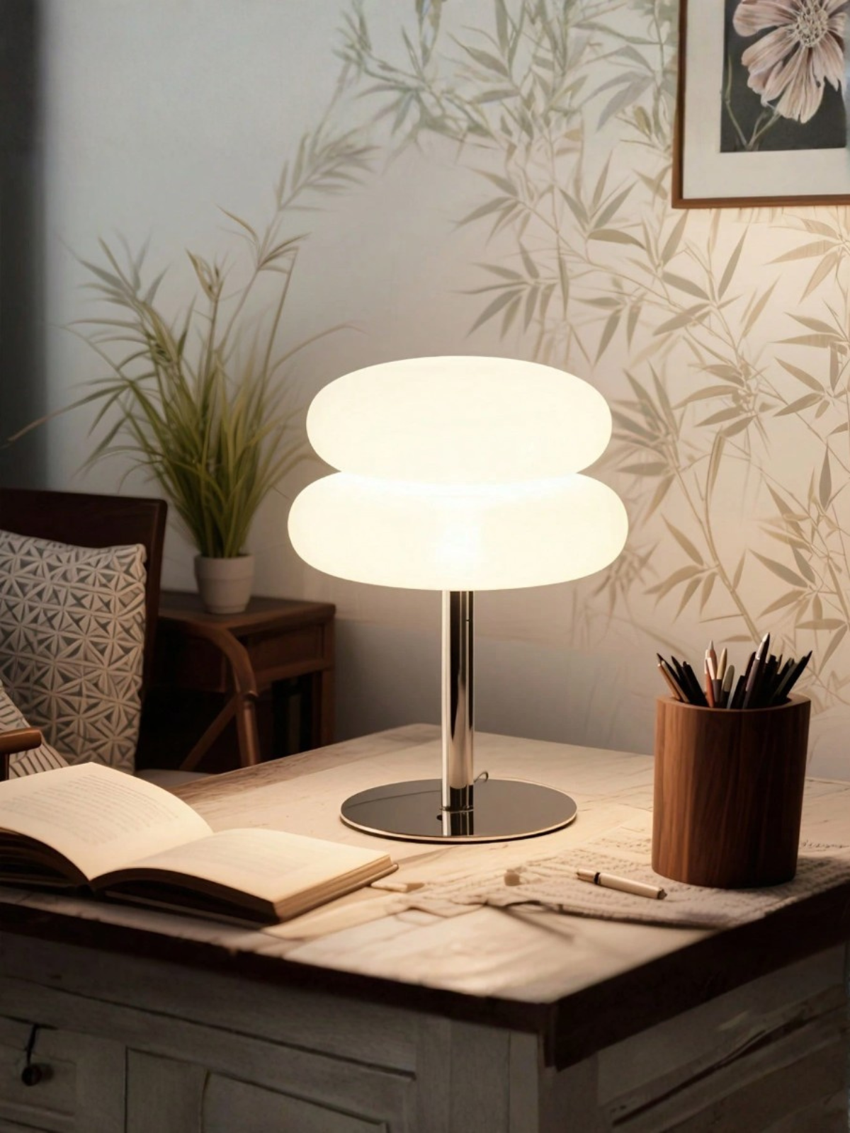Retro Hamburger Double-Layer Desk Lamp, 3-Color Ambient Light