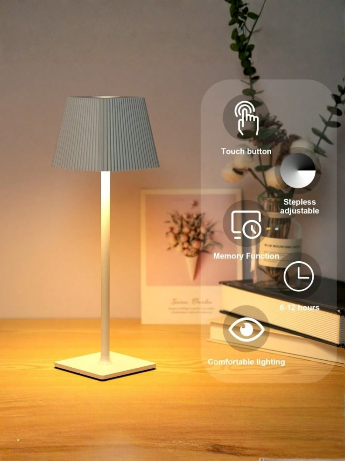 Portable Pleated LED Table Lamp with 4000mAh Battery