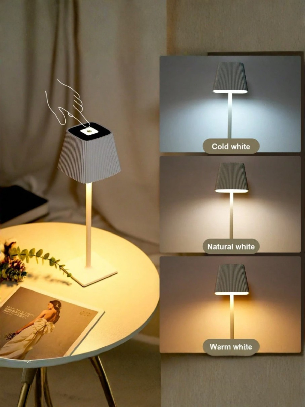Portable Pleated LED Table Lamp with 4000mAh Battery