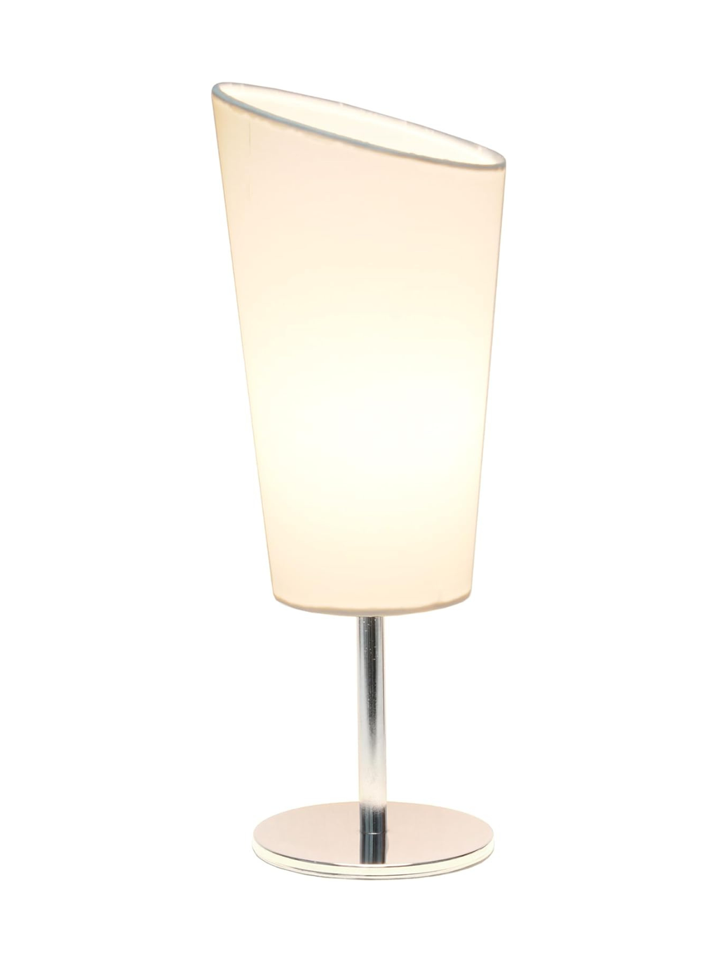 Modern Angled Fabric Shade Table Lamp with Chrome Base