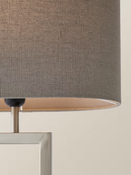 Brushed Chrome Hourglass Table Lamp With Grey Oval Shade