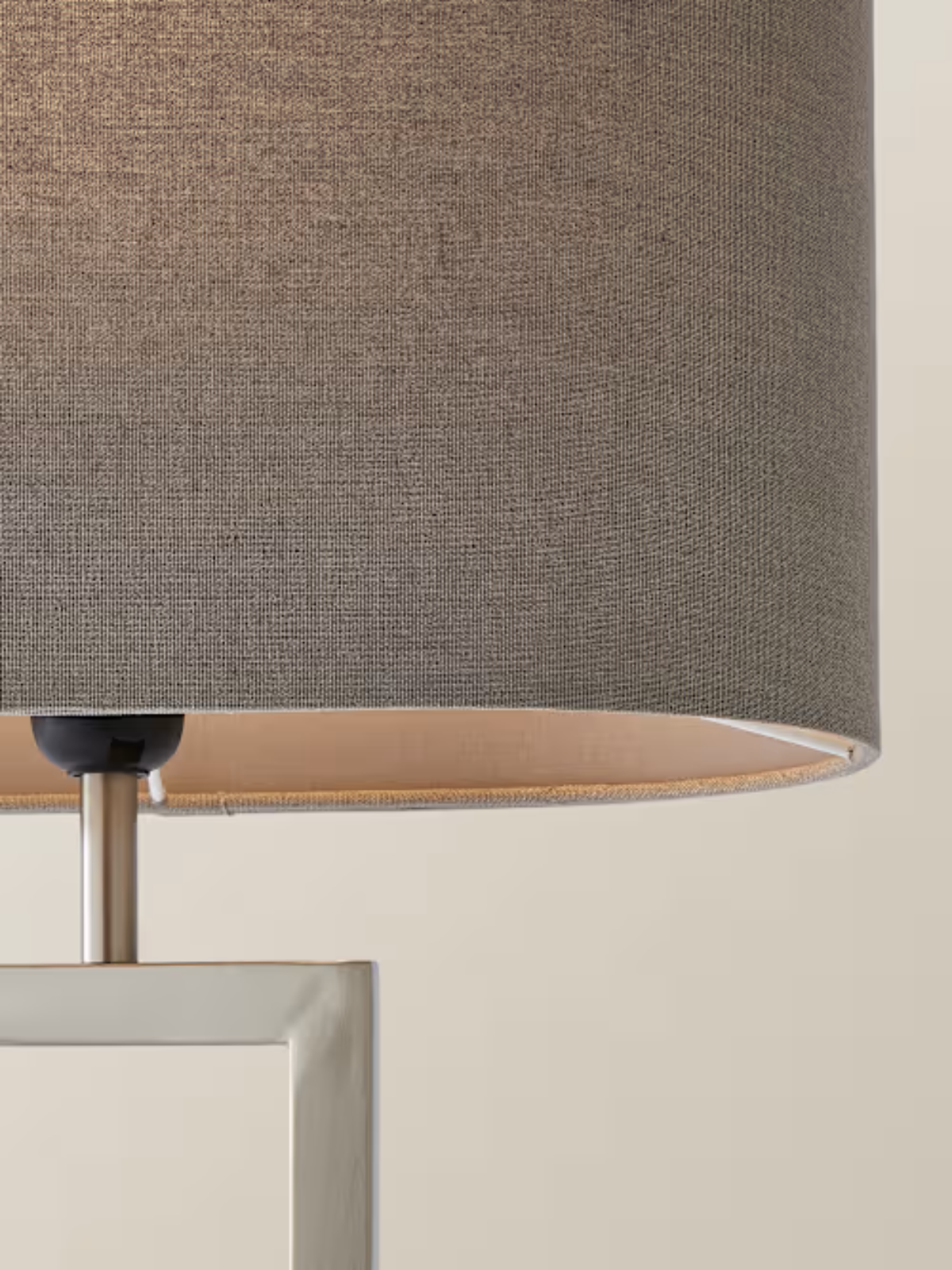 Brushed Chrome Hourglass Table Lamp With Grey Oval Shade