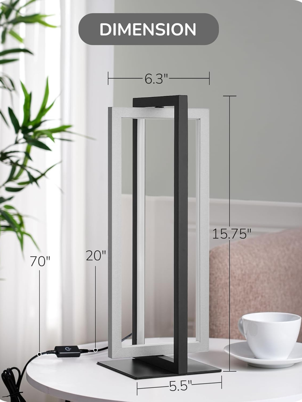 Modern Dual Frame Rotatable Decor Lamp with Stepless Dimming