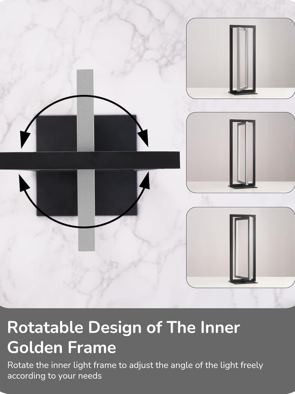 Modern Dual Frame Rotatable Decor Lamp with Stepless Dimming