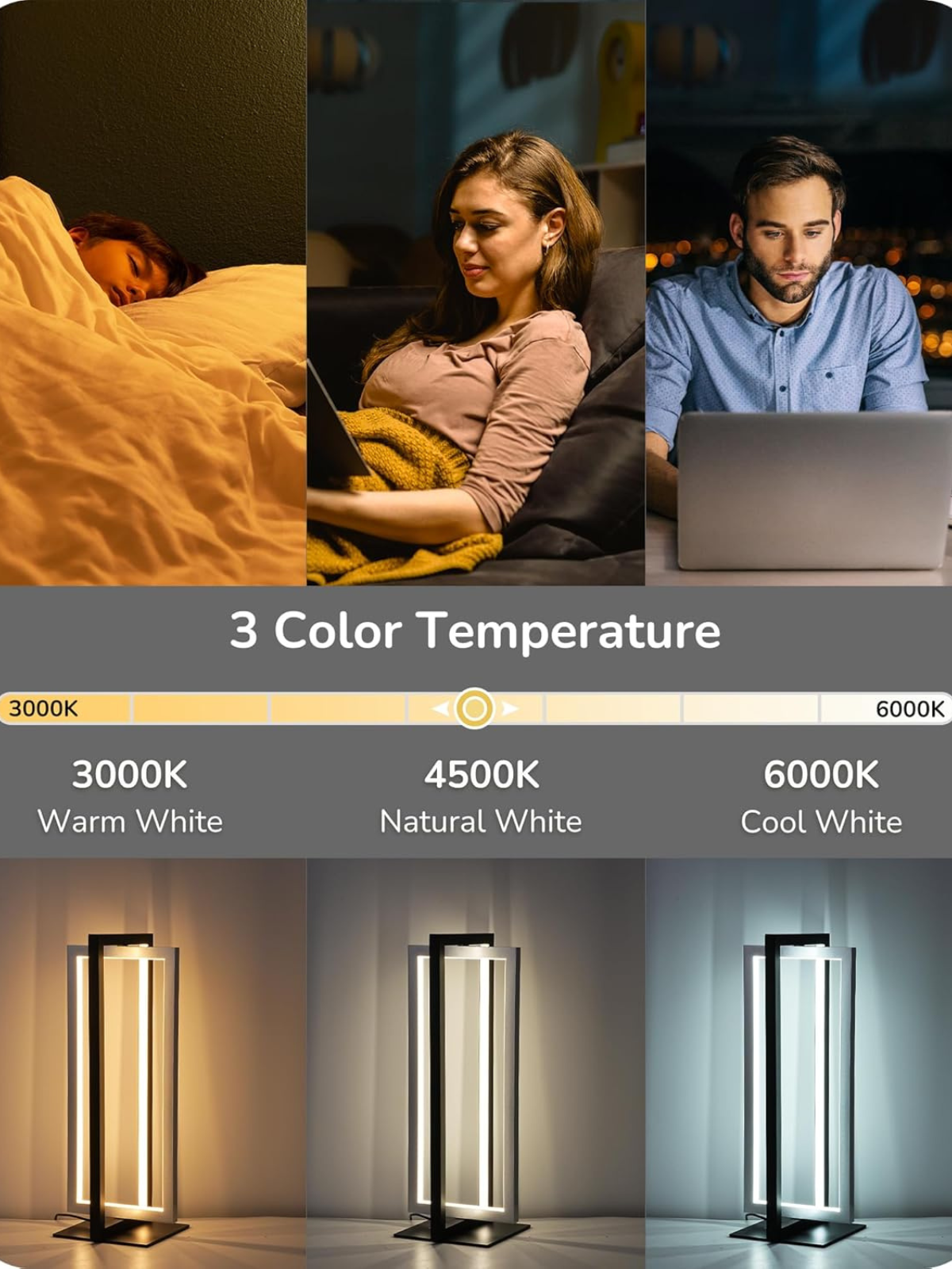 Modern Dual Frame Rotatable Decor Lamp with Stepless Dimming