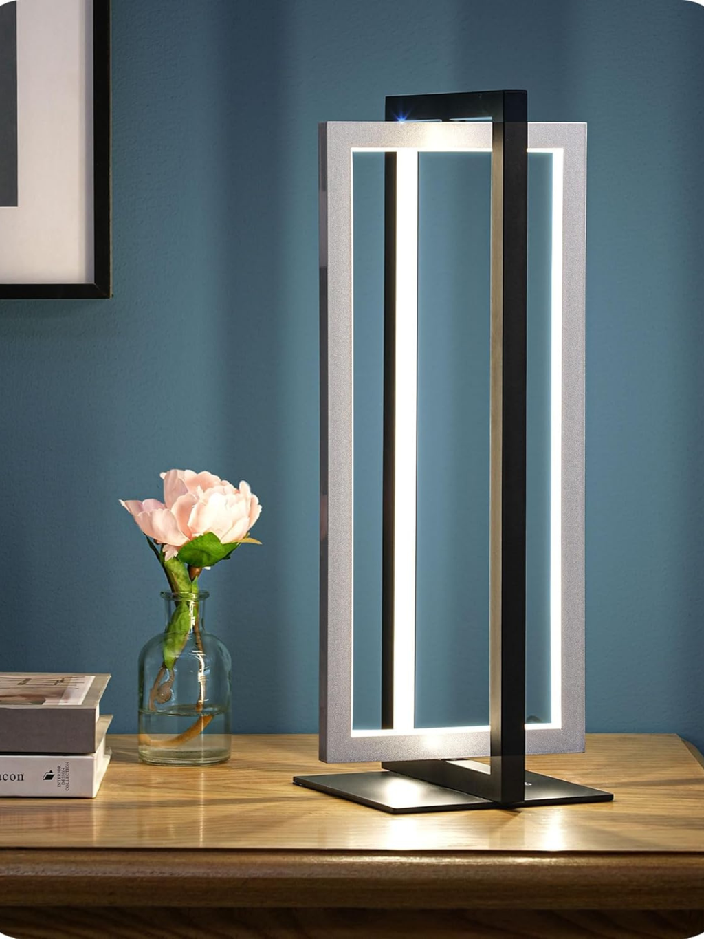 Modern Dual Frame Rotatable Decor Lamp with Stepless Dimming