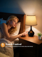 Modern 3-Way Dimmable Touch Lamp with Linen Shade