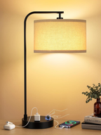 Modern Cantilever Bedside Lamp with USB Ports and Outlet