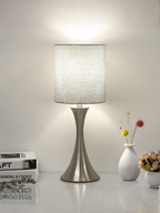 Modern 3-Way Touch Table Lamp with Grey Fabric Shade