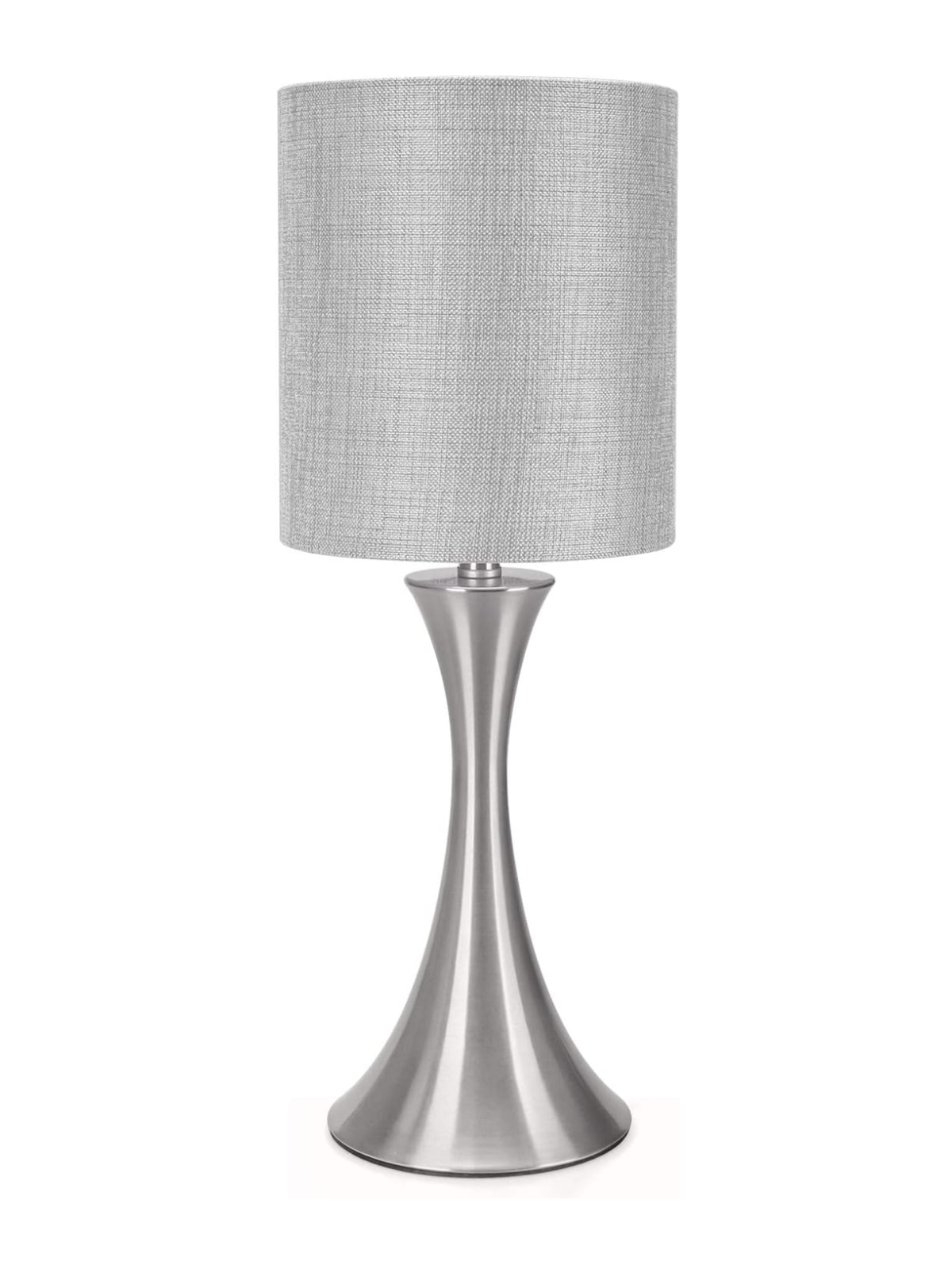 Modern 3-Way Touch Table Lamp with Grey Fabric Shade