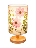Handmade Pressed Dried Flower Bedside Lamp With Wooden Base