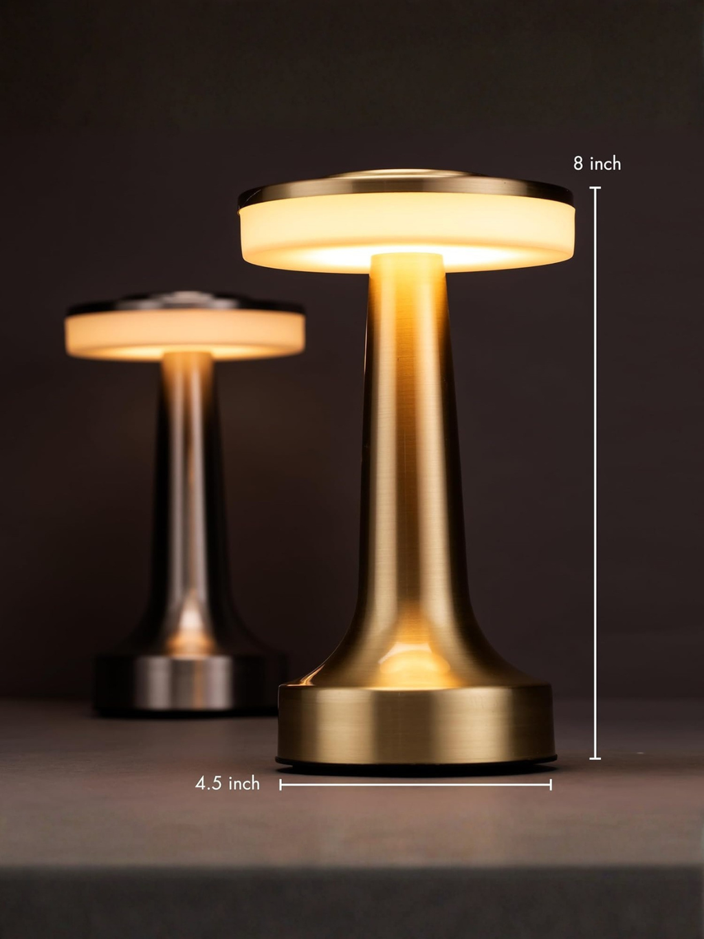 Portable Gold LED Table Lamp with 48-Hour Battery Life
