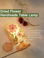 Handmade Pressed Dried Flower Bedside Lamp With Wooden Base