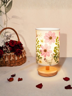 Handmade Pressed Dried Flower Bedside Lamp With Wooden Base