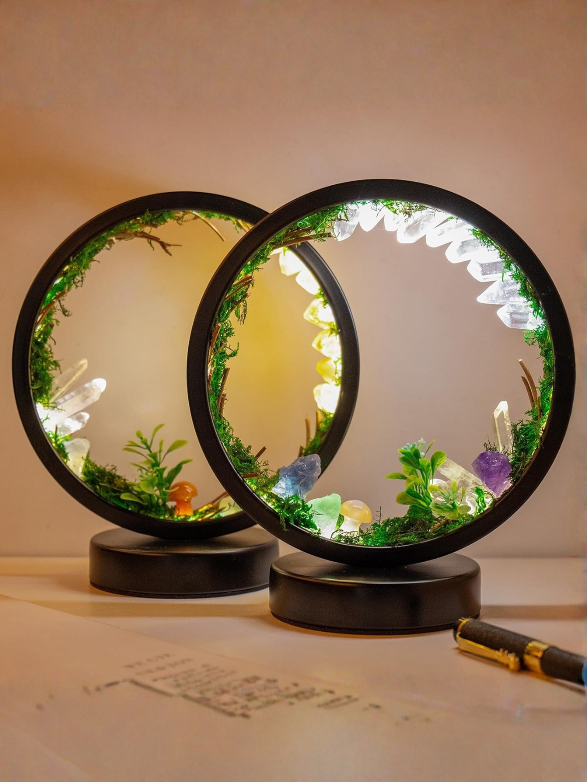 Natural Clear Quartz Crystal Night Light with 3 Colors