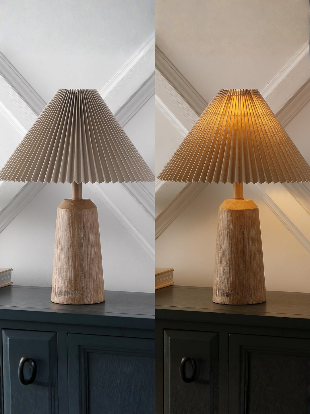 Vintage Scandinavian Style Resin Table Lamp With Linen Shade