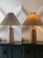 Vintage Scandinavian Style Resin Table Lamp With Linen Shade