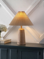 Vintage Scandinavian Style Resin Table Lamp With Linen Shade