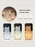 Portable Crystal Rose Table Lamp with 3 Color Modes