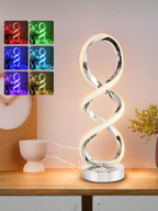 Hand Twisted Silver Spiral Decor Lamp With RGB Colors