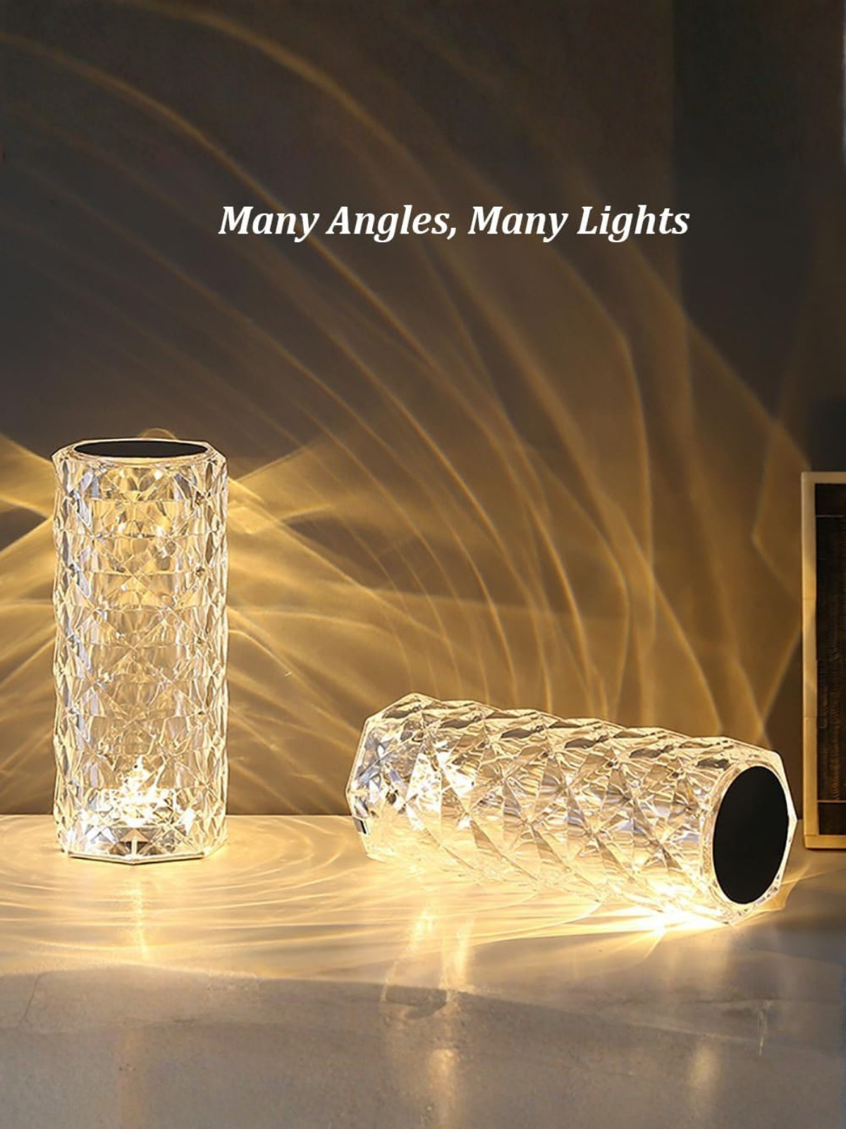 Portable Crystal Rose Table Lamp with 3 Color Modes