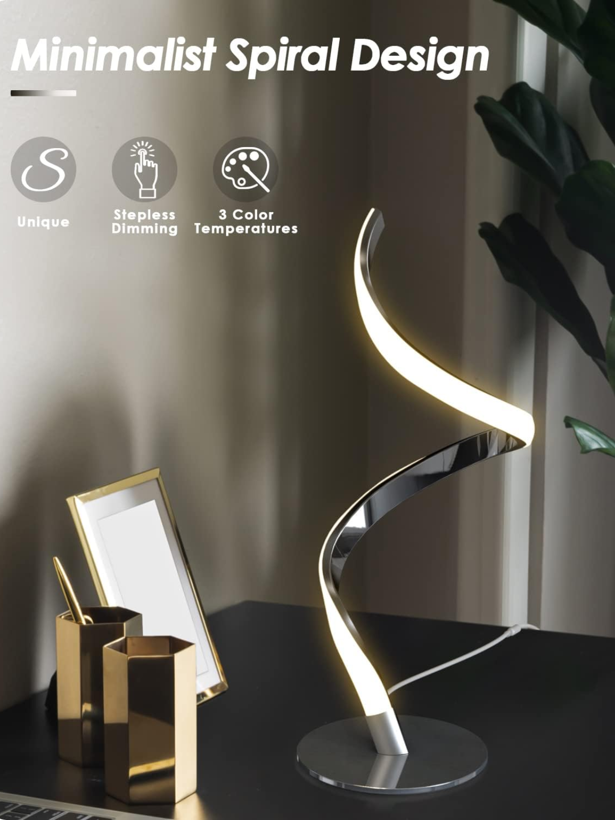 Minimalist Silver Spiral Decor Lamp With Three Lighting Colors