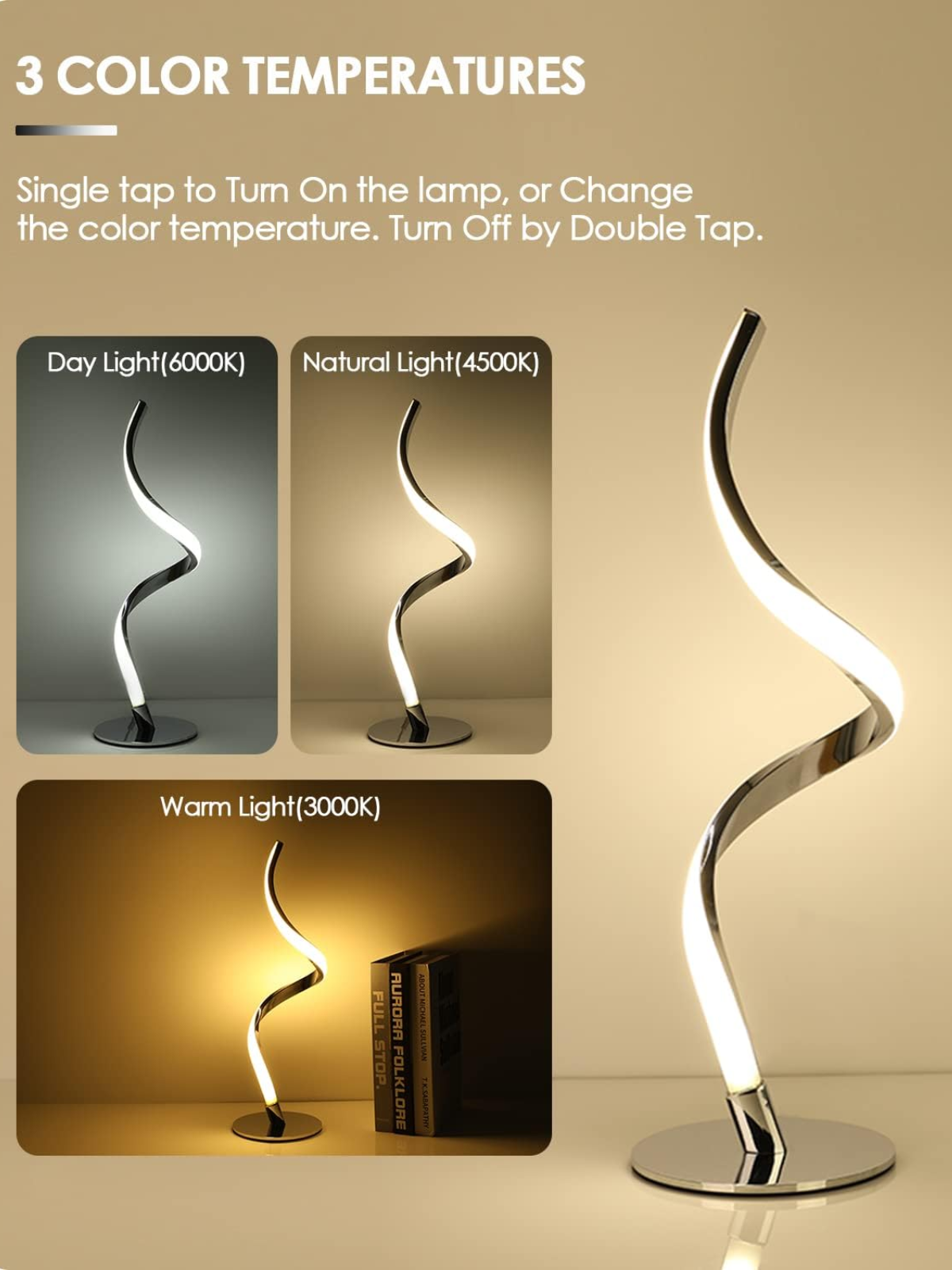 Minimalist Silver Spiral Decor Lamp With Three Lighting Colors