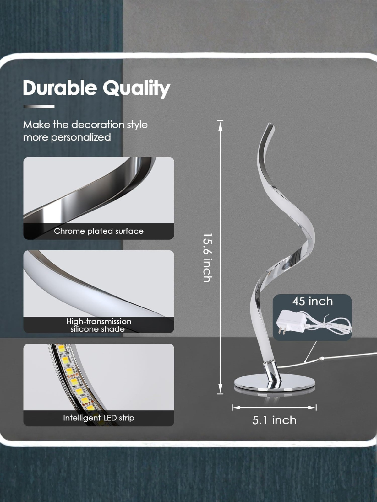 Minimalist Silver Spiral Decor Lamp With Three Lighting Colors
