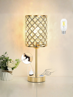 Modern Gold Crystal Decor Lamp with Dual USB Ports